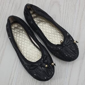J. Khaki Black‎ Sequence Ballet Flats with Bow Kori 4.5M